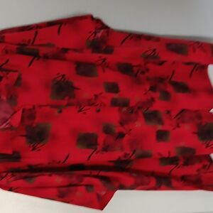 Asian style Button-Up 4X Blouse red and Black